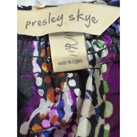 Abstract Print Dress 3/4 Sleeve V Neck Tie Waist Multicolor - Picture 5 of 6